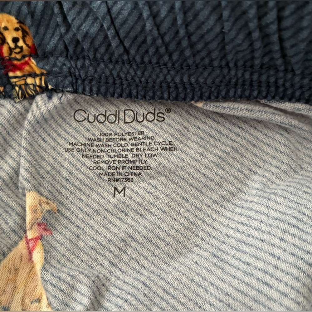 NWOT Cuddl Duds Men’s Sleepwear, Navy Pants w/Golden Retriever Pattern; Size M - Picture 5 of 10